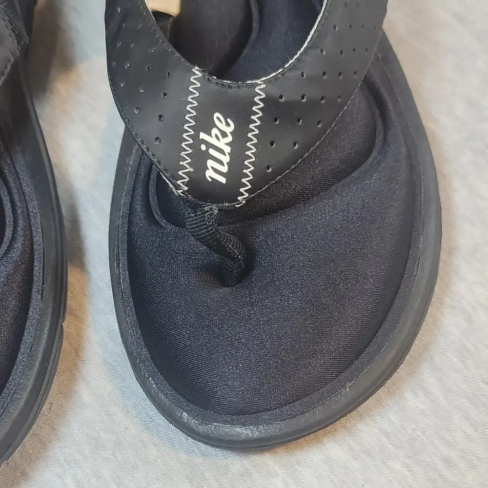 Nike Comfort Footbed Men's Thong Sandals Black Logo Cushioned Slip On US 10 - Picture 3 of 9